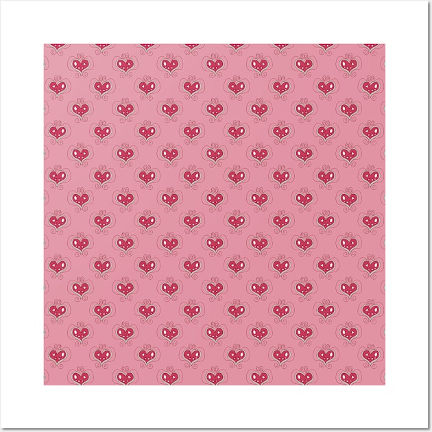 Heart Trinket Pink Pattern Wall Art by saradaboru